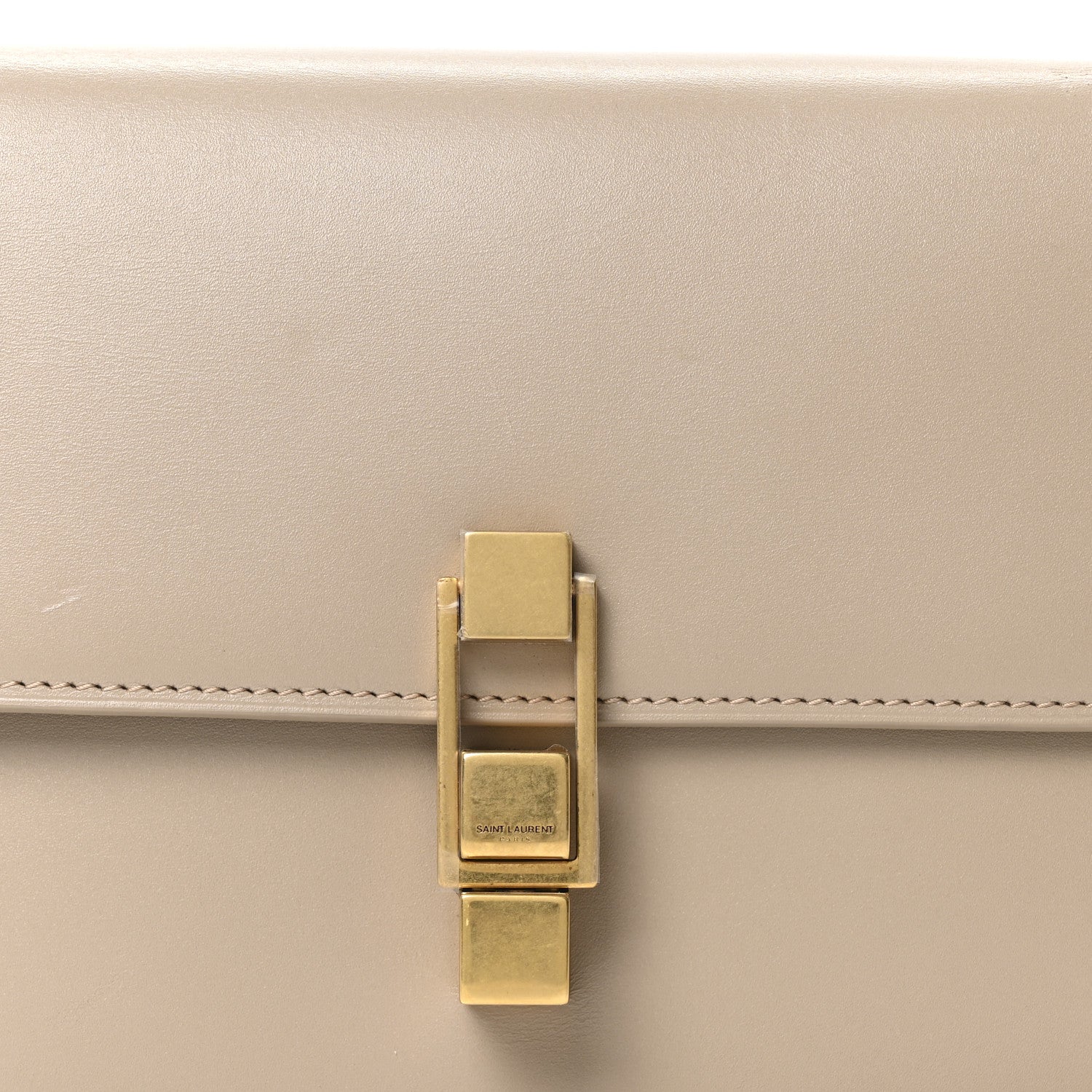 Saint Laurent Smooth Calfskin Le Carre Satchel Dark Beige 7 of 9
