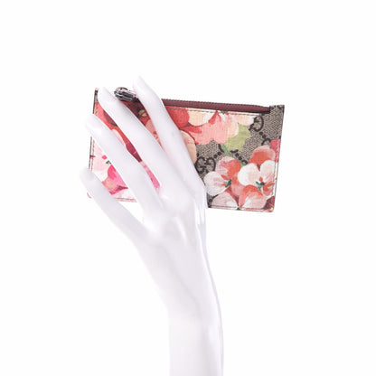 Gucci GG Supreme Monogram Blooms Coin Case Card Holder Beige Multicolor Dry Rose 2 of 7