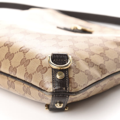 Gucci Crystal Monogram Abbey Messenger Bag Beige Dark Brown 7 of 10