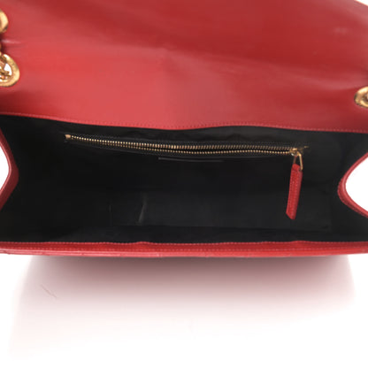Saint Laurent Grain De Poudre Matelasse Chevron Large Monogram Satchel Lipstick Red 5 of 15