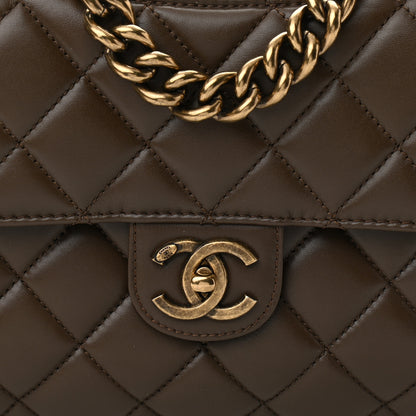 Chanel Glazed Calfskin Quilted Large Perfect Edge Flap Kaki 8 of 10