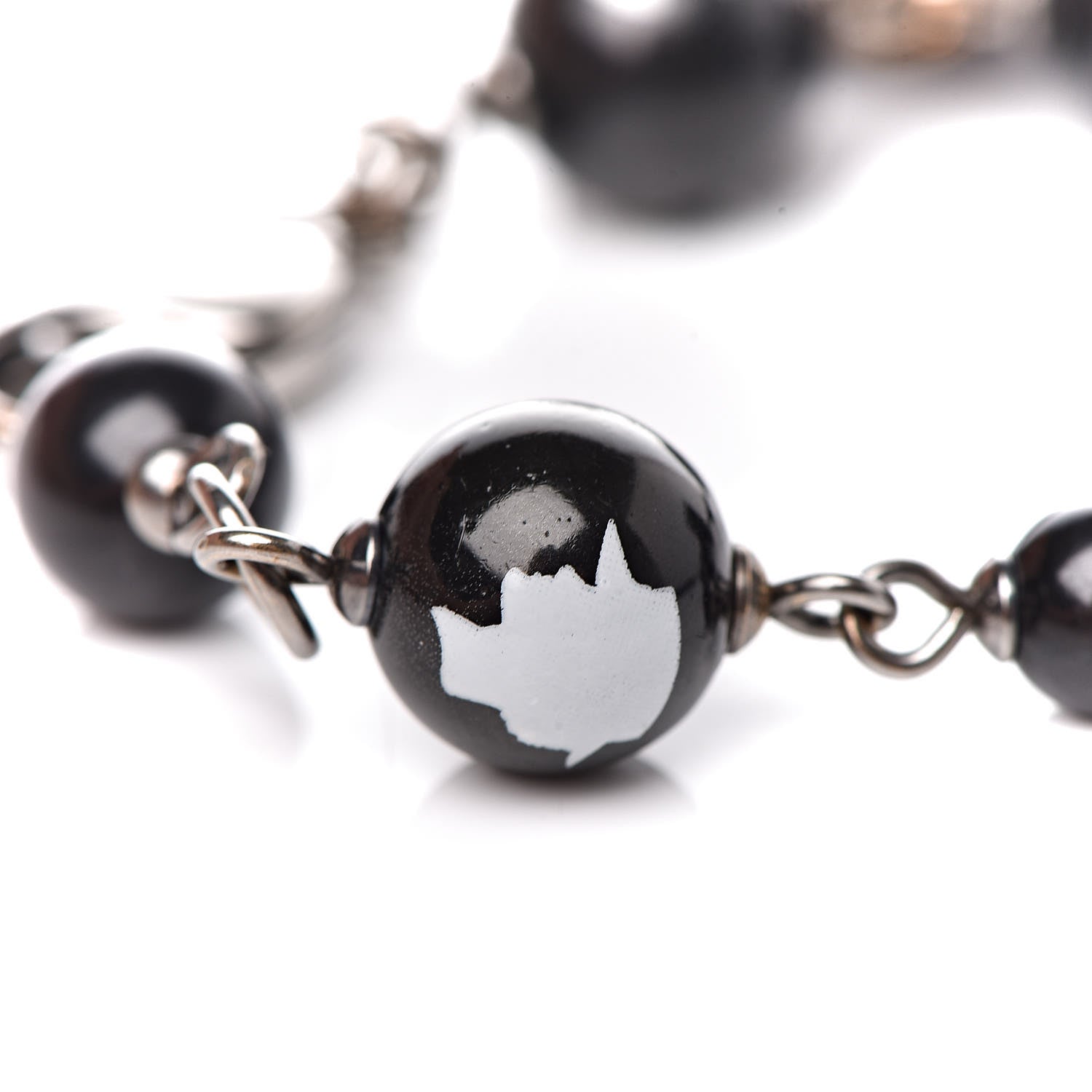 Chanel Ruthenium Camellia Bead CC Bracelet Black 5 of 10