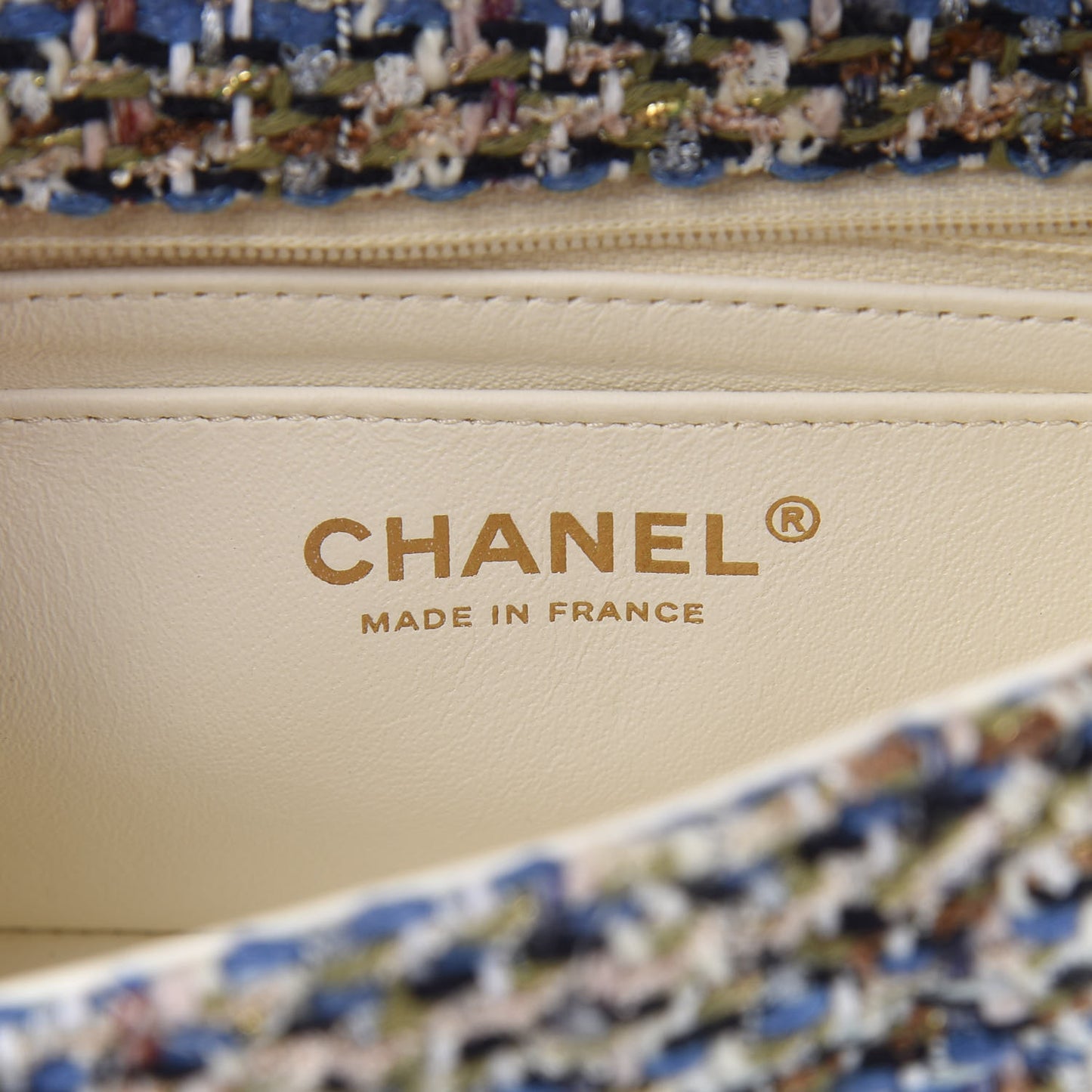 Tweed Quilted Mini Rectangular Flap Blue Multicolor
