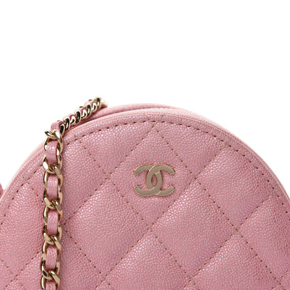 Chanel Iridescent Caviar Quilted Round Clutch With Chain Pink 10 of 10