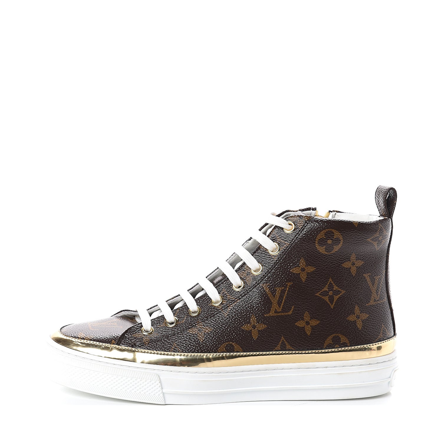 Patent Monogram Stellar Sneaker Boots 38 Gold