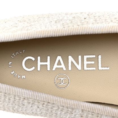 Chanel Tweed Cap Toe Ballet Flats 37 White Black 9 of 13