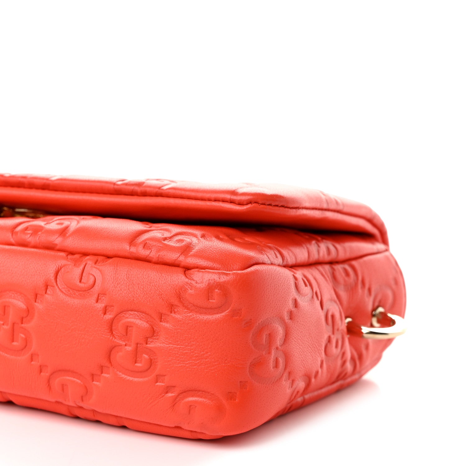 Gucci Lambskin Embossed Mini GG Milano Top Handle Shoulder Bag Orange 10 of 10