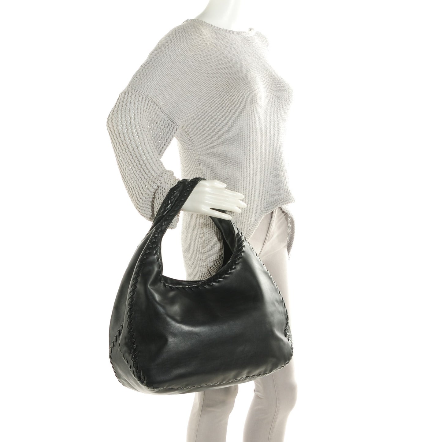 Nappa Intrecciato Hobo Nero Black