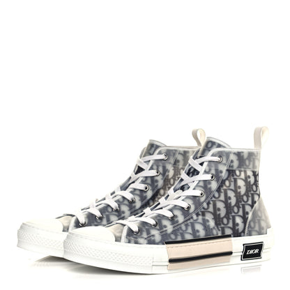Christian Dior Technical Canvas Oblique Mens B23 High Top Sneakers 44 White Black 3 of 9