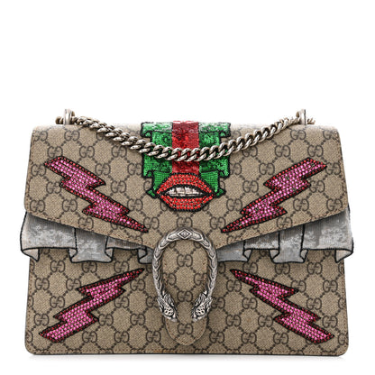 Gucci GG Supreme Monogram Lightning Embroidered Medium Dionysus Shoulder Bag Beige 1 of 12