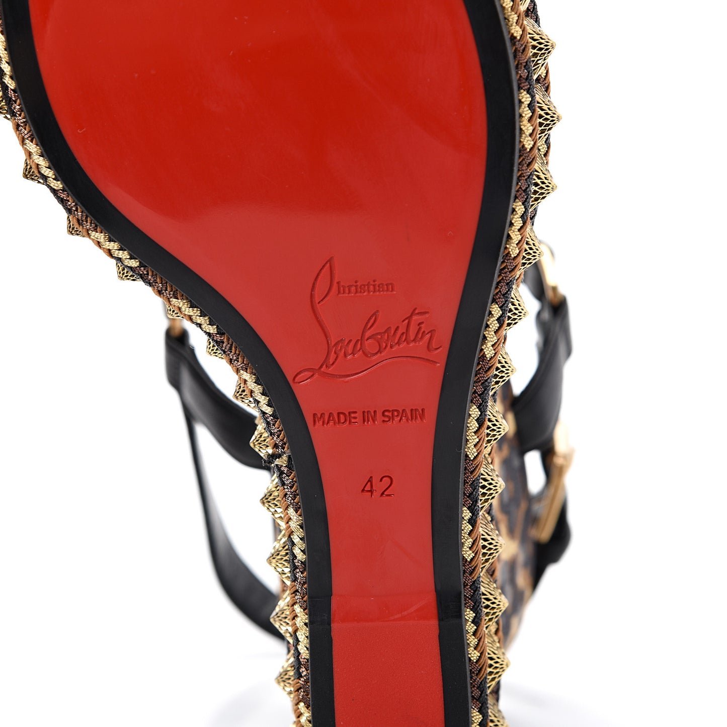 Nappa Silk Leopard Pira Ryad 110 Wedge Sandals 42 Black Marron