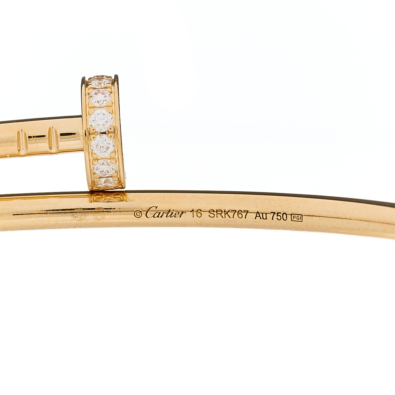 18K Yellow Gold Diamond Small Juste Un Clou Bracelet 16