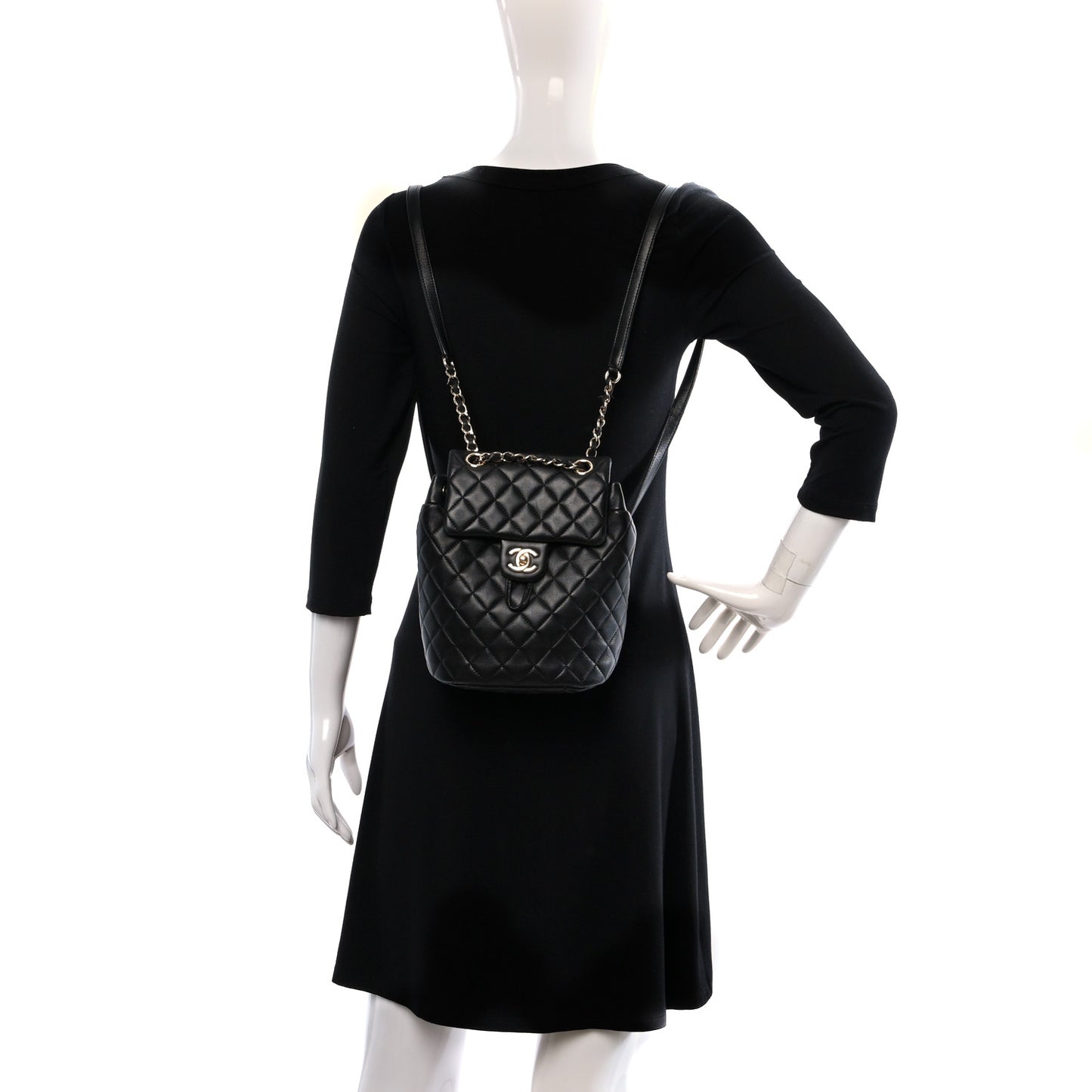 Calfskin Quilted Mini Urban Spirit Backpack Black