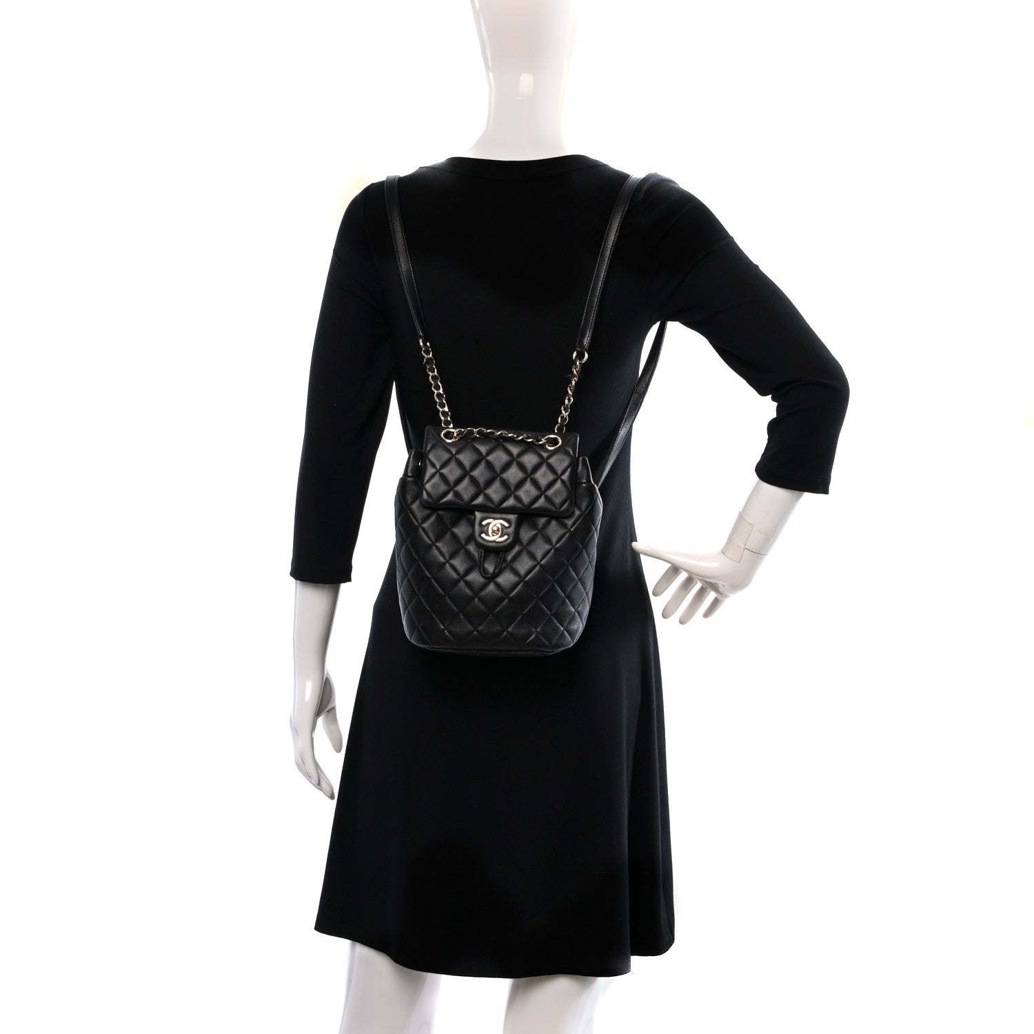 Chanel Calfskin Quilted Mini Urban Spirit Backpack Black 2 of 9