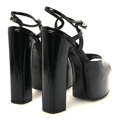 Gucci Regent Calfskin Nizza 95mm Platform Sandals 39 Black 5 of 10