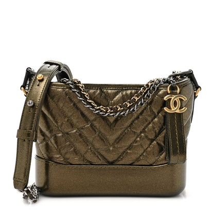 Chanel Metallic Calfskin Chevron Quilted Small Gabrielle Hobo Gold 1 of 10