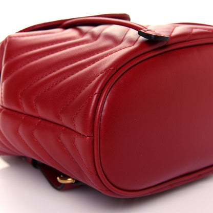 Gucci Calfskin Matelasse GG Marmont Flap Backpack Hibiscus Red 15 of 19