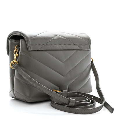 Saint Laurent Calfskin Y Quilted Monogram Toy Loulou Crossbody Bag Grey Kaki 3 of 12