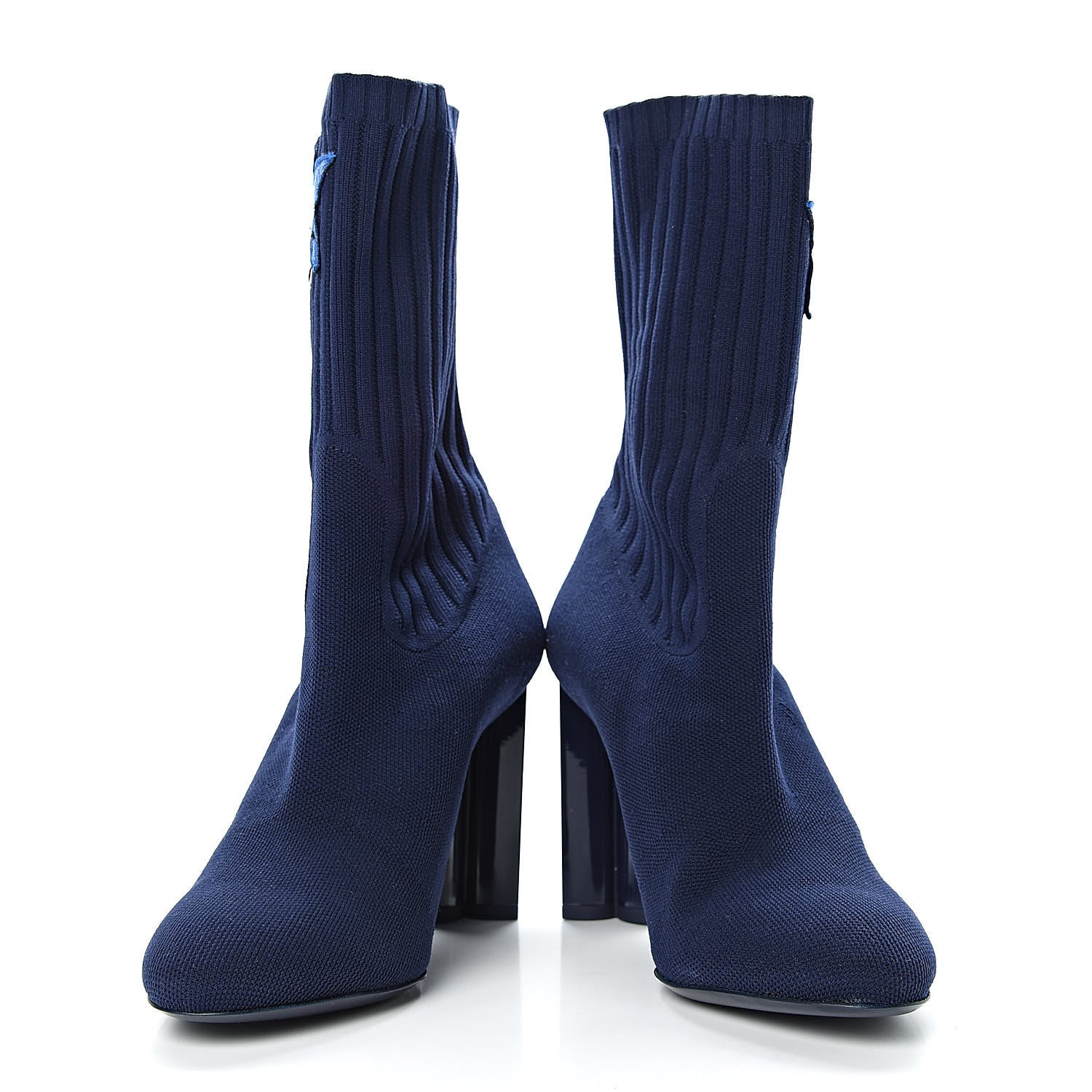 Louis Vuitton Stretch Fabric LV Black Heart Sock Ankle Boots 38.5 Marine 5 of 9