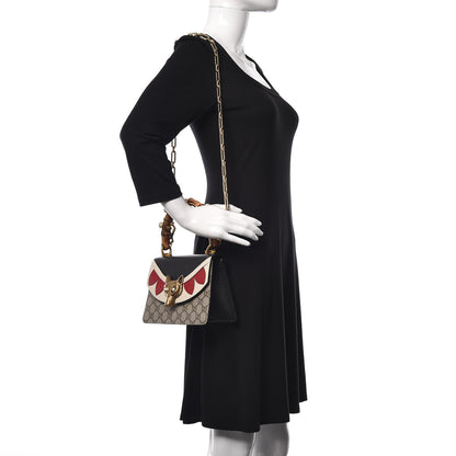 Gucci GG Supreme Monogram Goatskin Pearl Mini Fox Broche Bamboo Top Handle Bag Beige Ebony Black Hibiscus Red Mystic White 2 of 10