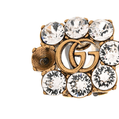 Gucci Metal Crystal Double G Clip On Earrings Aged Gold 5 of 6