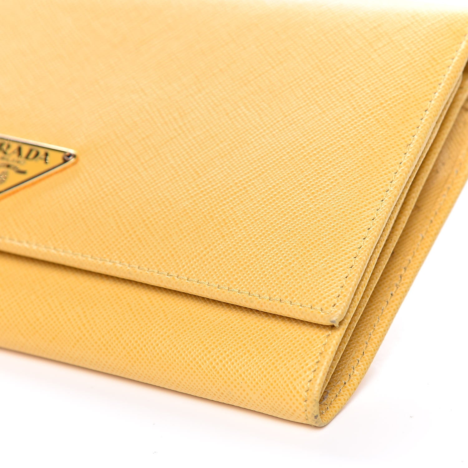 Prada Saffiano Triangle Continental Flap Wallet Ginestra 9 of 9