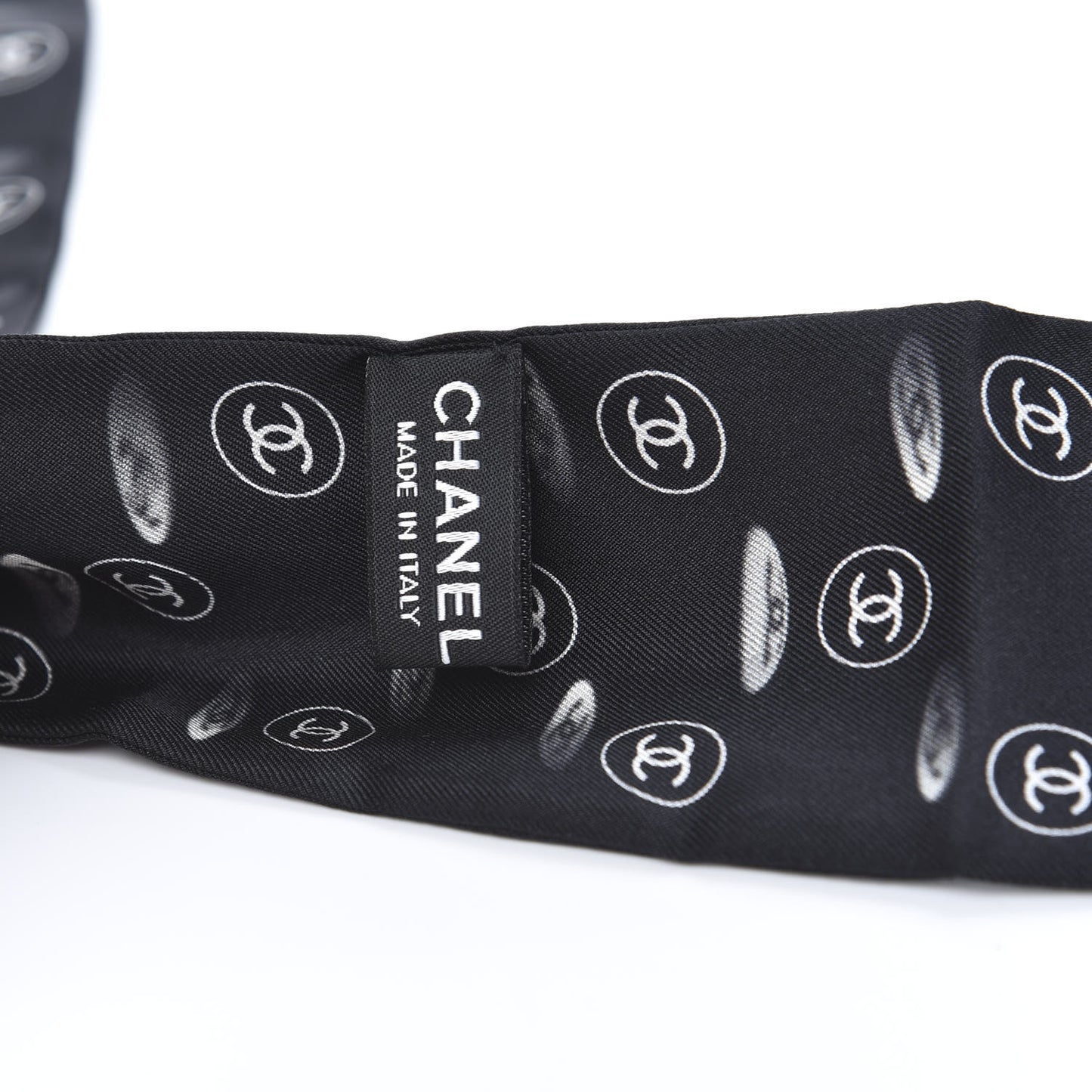 Silk CC Slim Bandeau Scarf Black