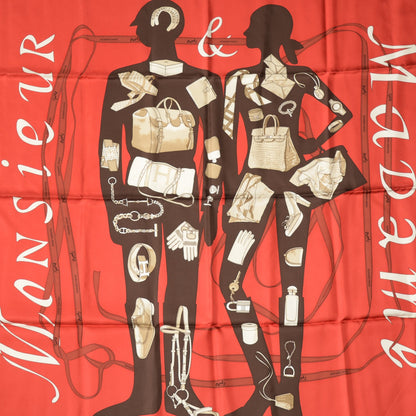 Hermes Silk Monsieur et Madame II Scarf 90 1 of 5