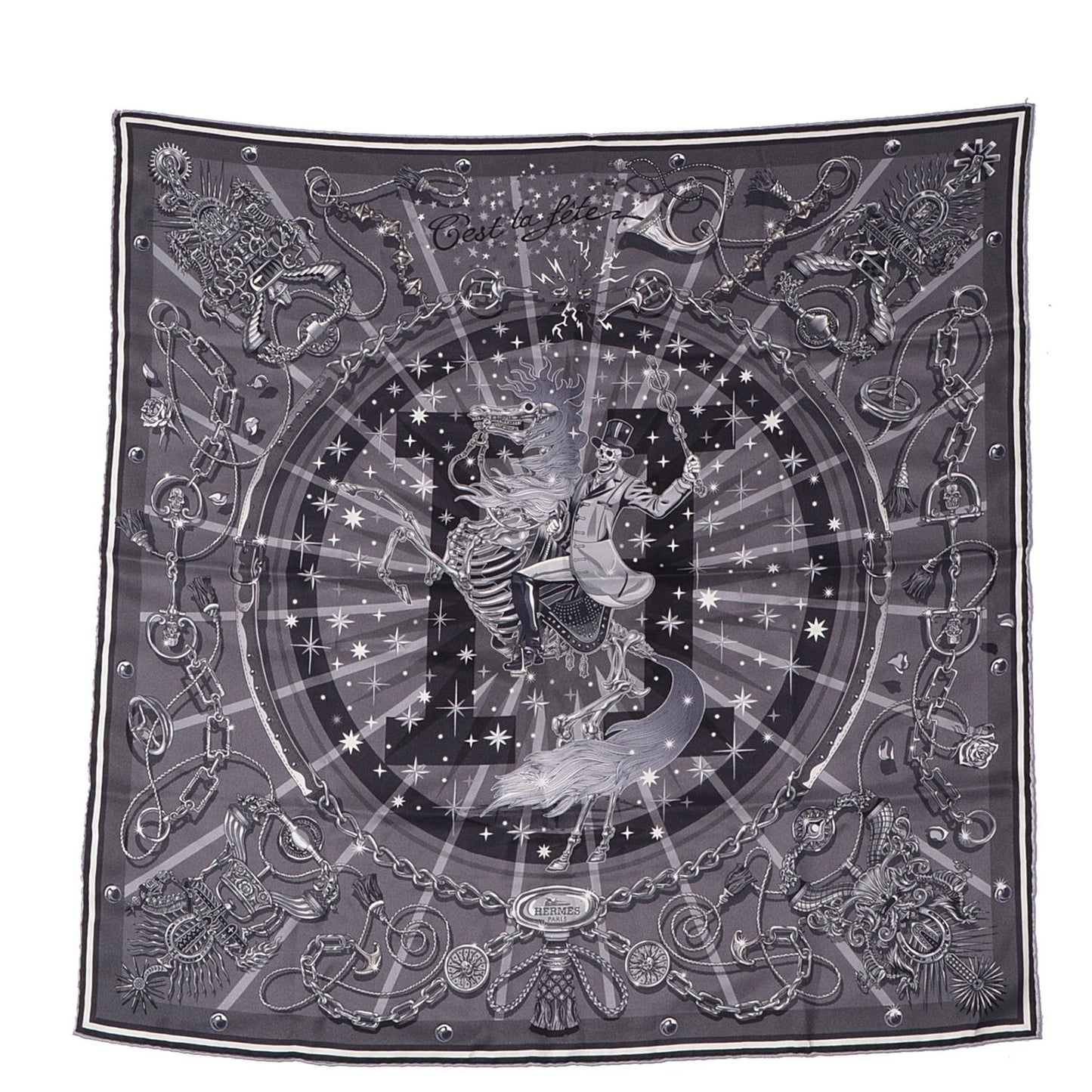 Silk C'Est La Fete Scarf 70 Gris Anthracite Gris Fonce