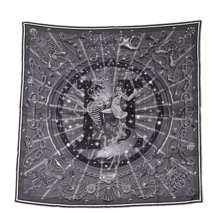Hermes Silk C'Est La Fete Scarf 70 Gris Anthracite Gris Fonce 2 of 6