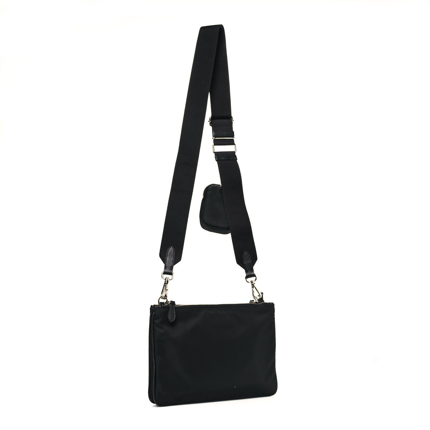Prada Re-Nylon Saffiano Re-Edition 2000 Double Zip Crossbody Bag Black 3 of 12