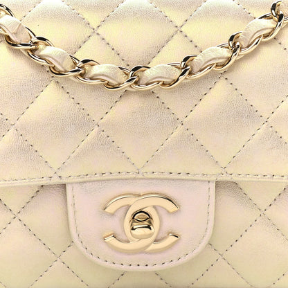Chanel Iridescent Lambskin Quilted Mini Rectangular Flap Ivory 8 of 10