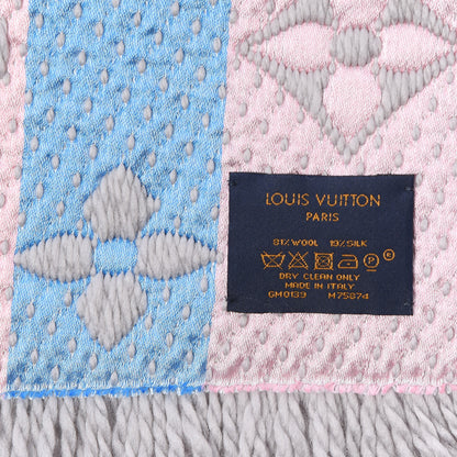 Louis Vuitton Wool Silk Rainbow Logomania Scarf Grey 5 of 5