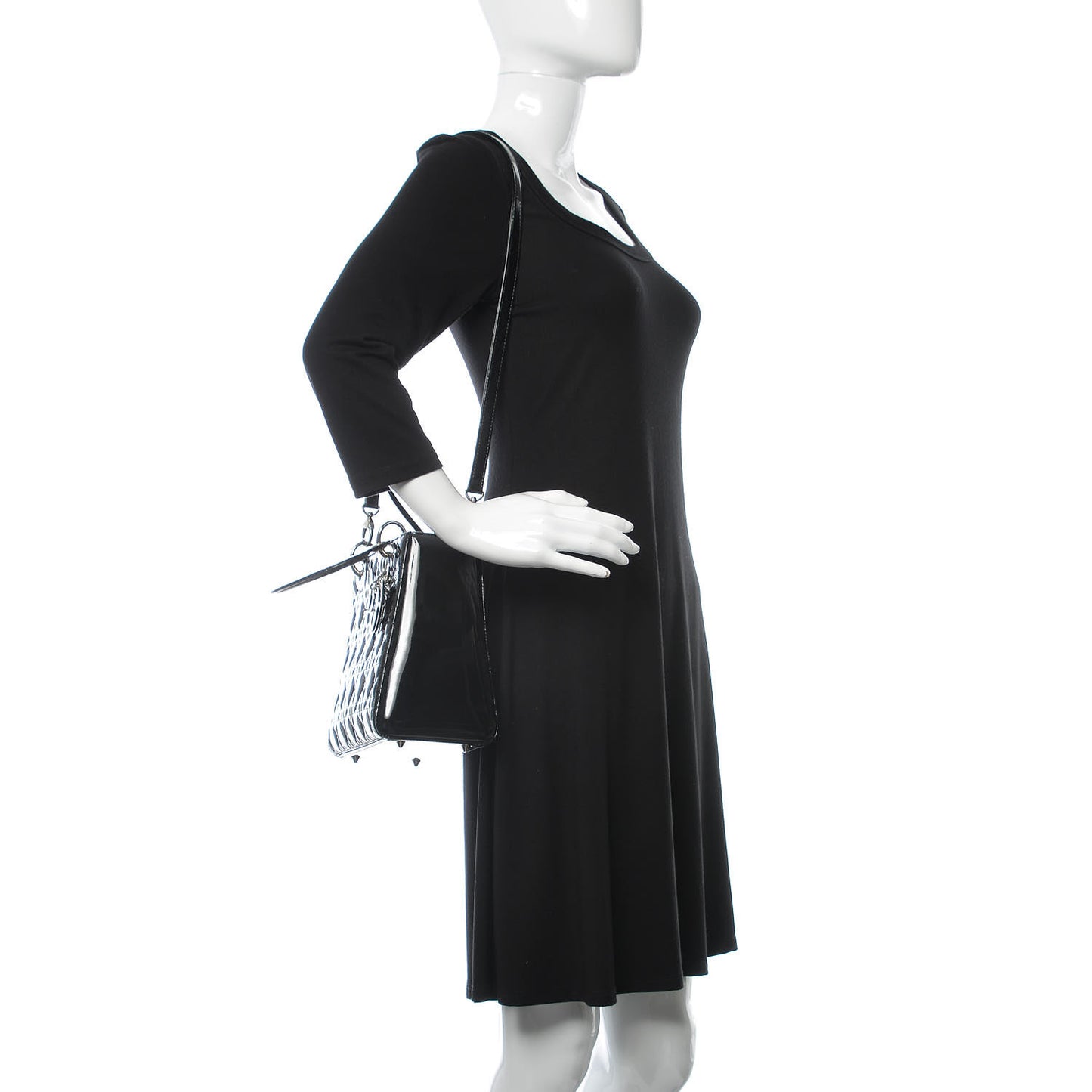 Patent Cannage Medium Lady Dior Black