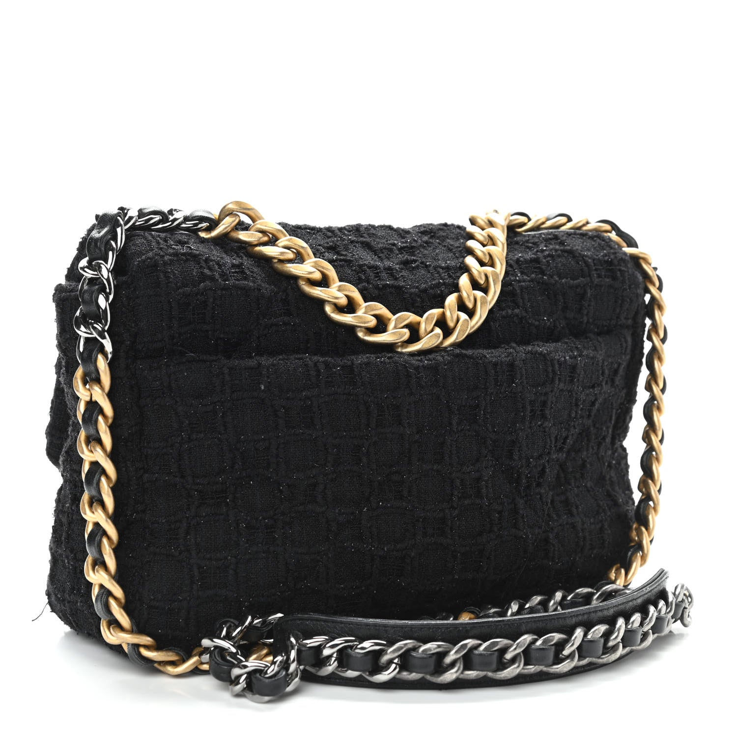 Chanel Tweed Quilted Medium Chanel 19 Flap Black 3 of 12