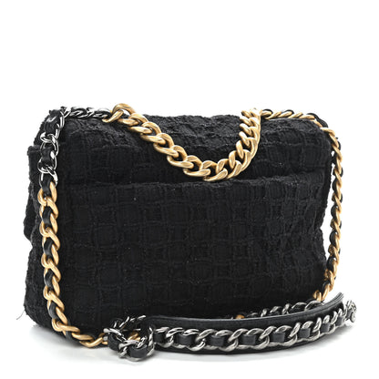 Chanel Tweed Quilted Medium Chanel 19 Flap Black 3 of 12