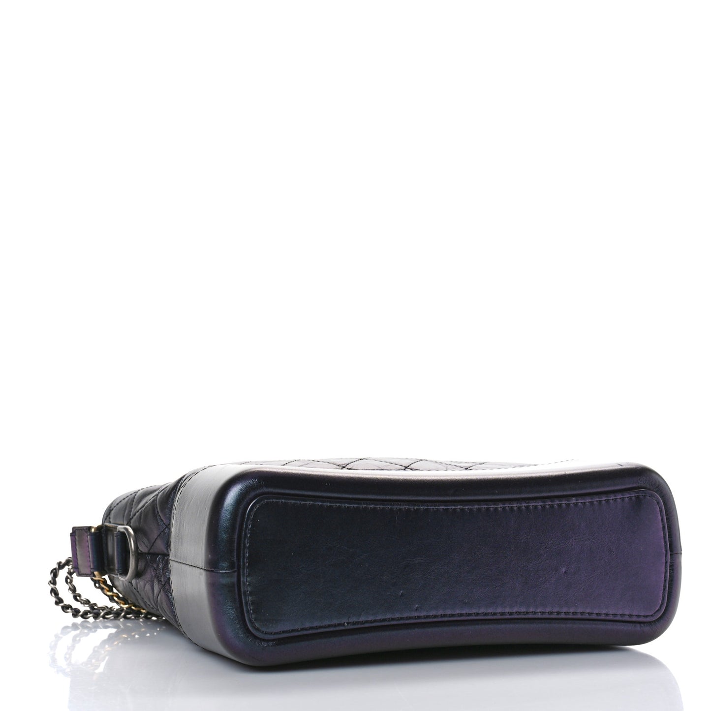 Iridescent Aged Calfskin Quilted Medium Gabrielle Hobo Black