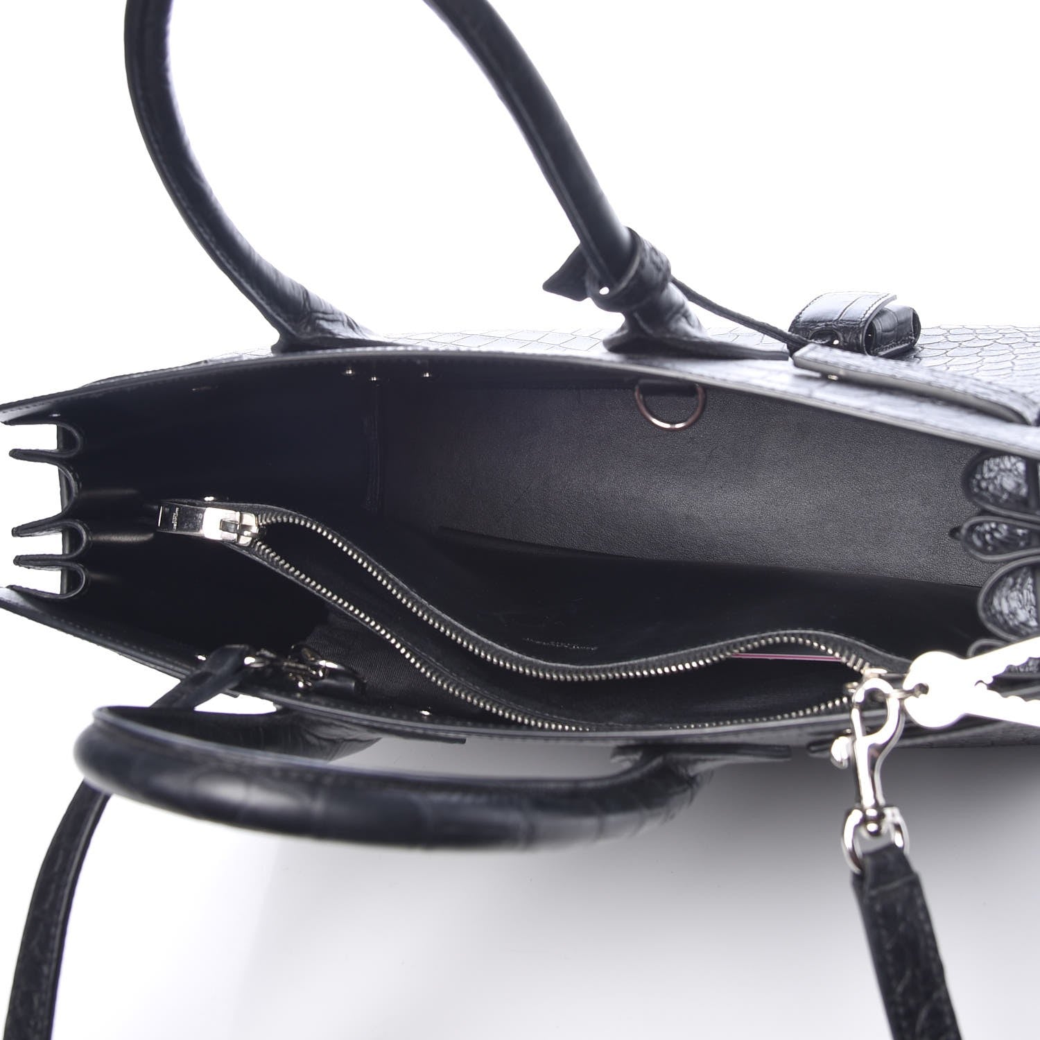 Saint Laurent Calfskin Crocodile Embossed Small Sac de Jour Black 5 of 7