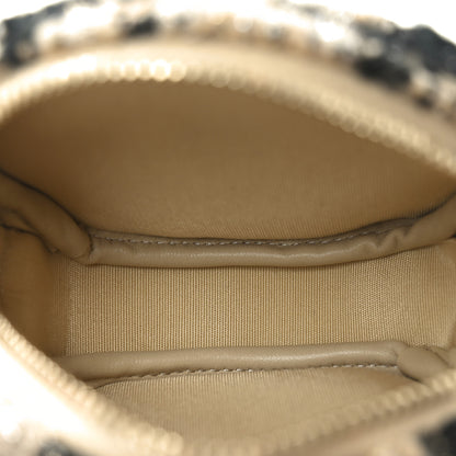 Chanel Tweed Shearling Quilted Coin Purse Beige Black 5 of 6