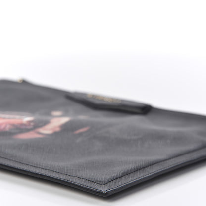 Givenchy Textured Coated Canvas Rottweiler Print Large Cosmetic Pouch Black 6 of 9
