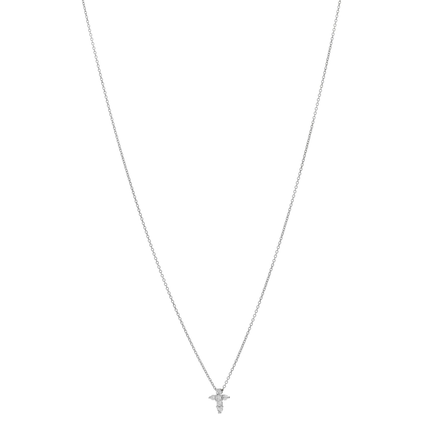 Roberto Coin 18K White Gold Diamond Tiny Treasures Baby Cross Pendant Necklace 1 of 3