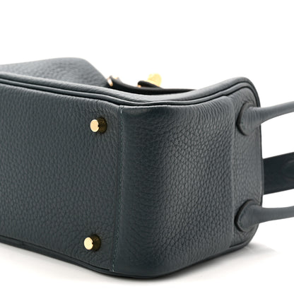 Hermes Taurillon Clemence Mini Lindy 20 Vert Cypress 10 of 11