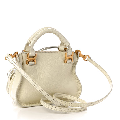 Chloe Grain Calfskin Mini Marcie Multi Fringe Satchel Natural White 3 of 10