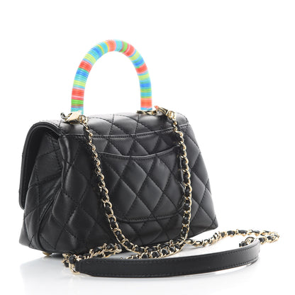 Chanel Goatskin Quilted Rainbow Extra Mini Coco Handle Flap Black 3 of 11