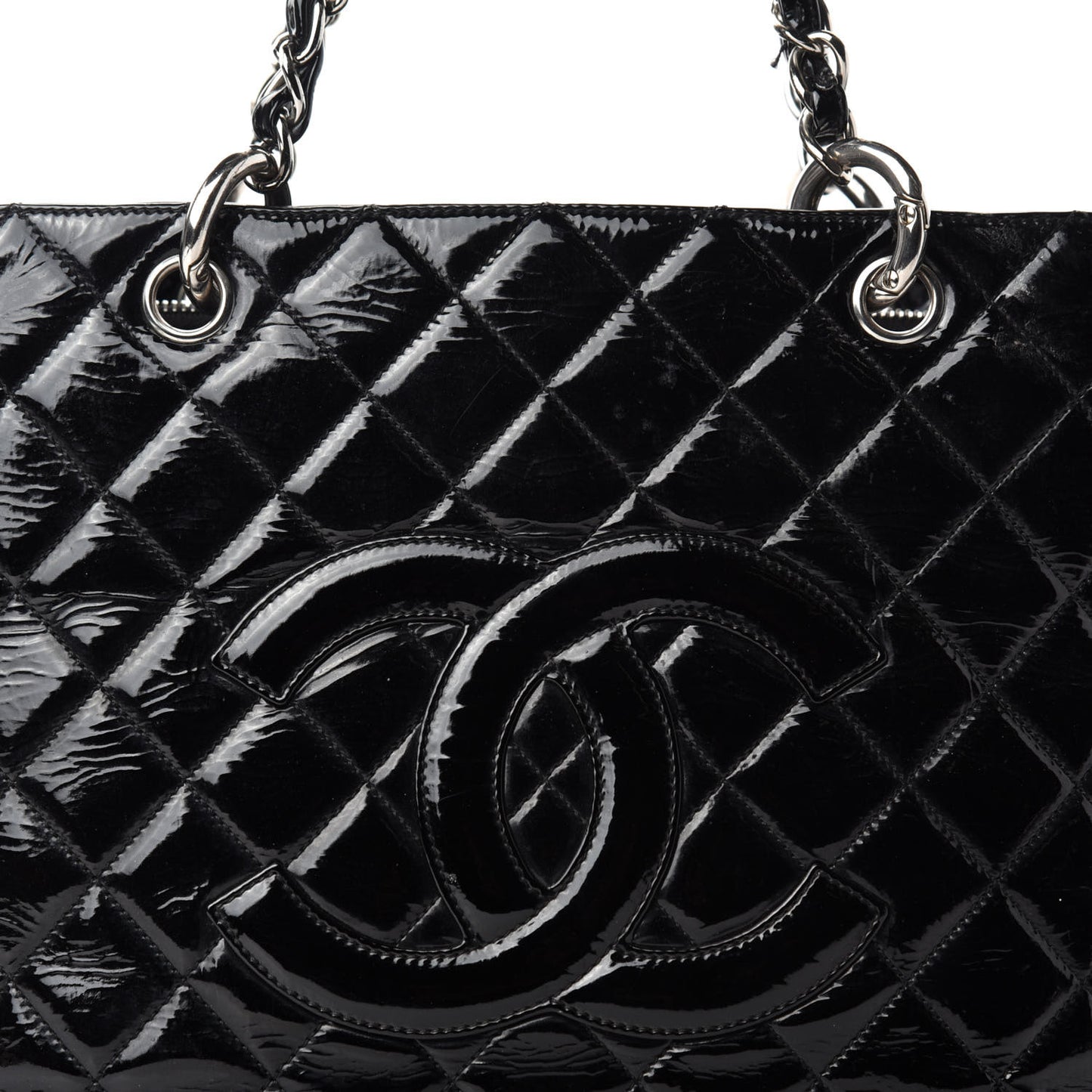 Patent Quilted Grand Shopping Tote GST Black