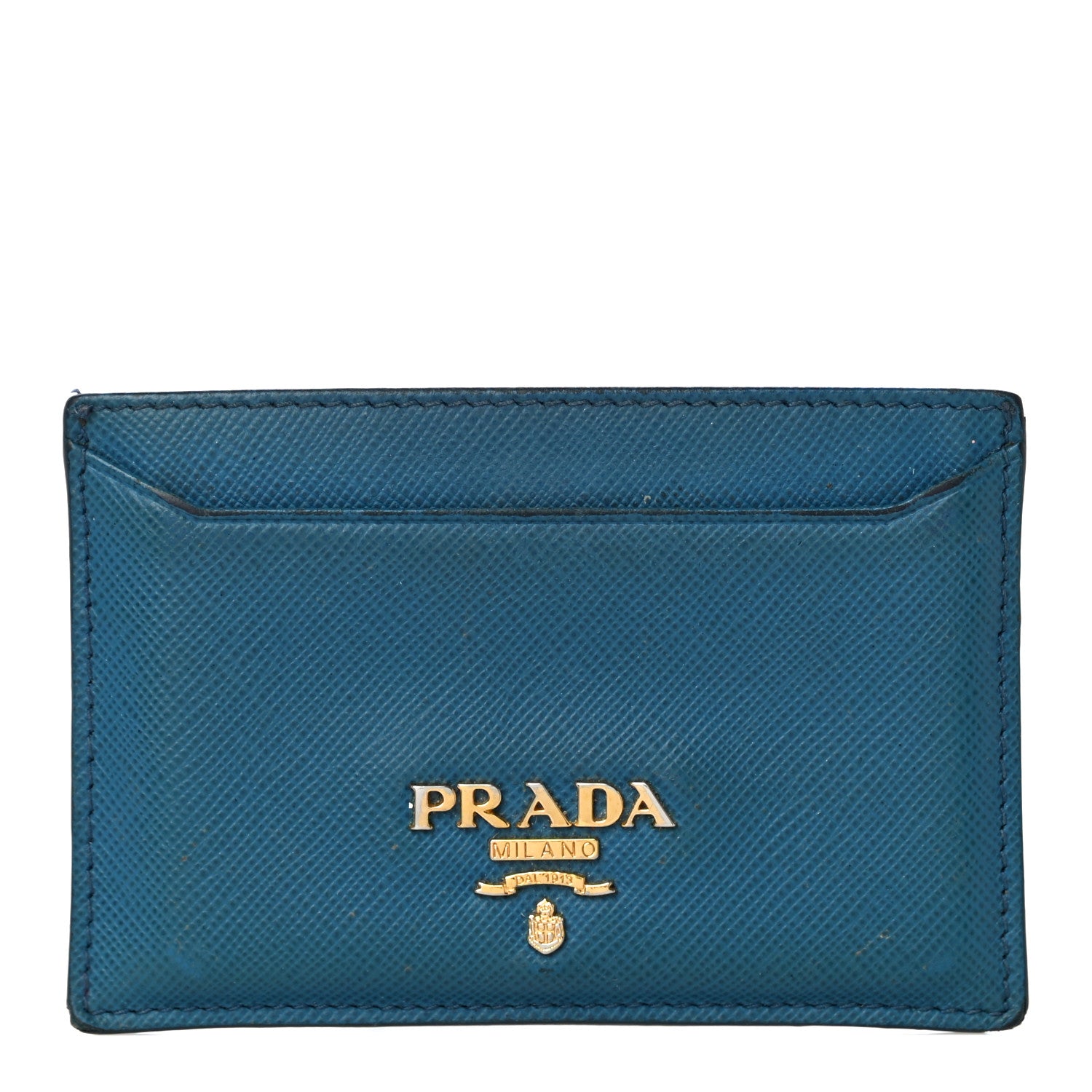 Prada Saffiano Vernice Metal Card Case Blue 1 of 10