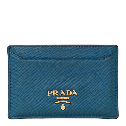 Prada Saffiano Vernice Metal Card Case Blue 1 of 10
