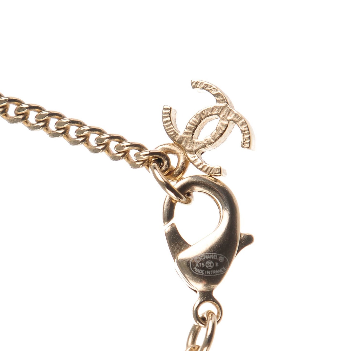 Baguette Crystal CC Necklace Light Gold Black