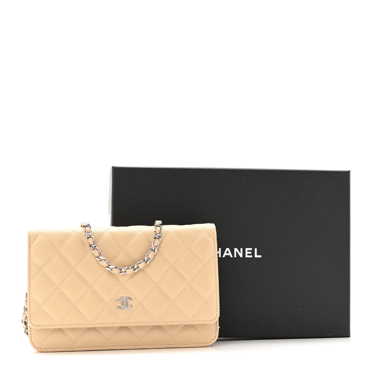 Chanel Caviar Quilted Wallet on Chain WOC Beige 13 of 13