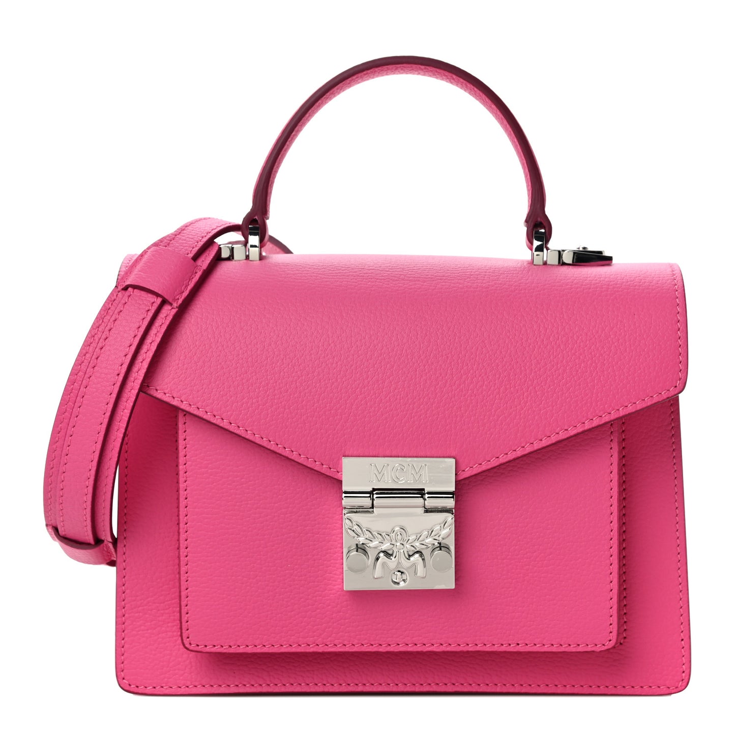 Grained Calfskin Small Patricia Satchel Sugar Pink